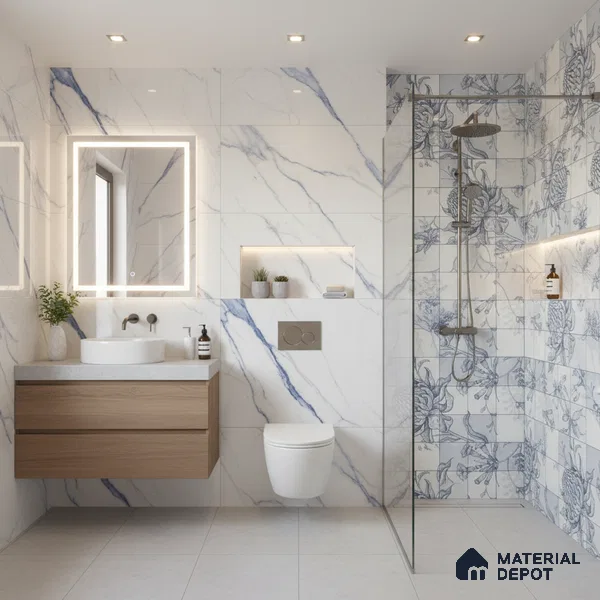 Floral Wall Tile TL 09795 B 2 ft x 1 ft Glossy Finish Ceramic Wall Tile - 9 mm | Please Expect a Slight Variation of Pattern