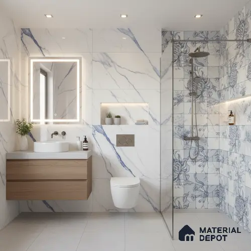 Floral Wall Tile TL 09795 B 2 ft x 1 ft Glossy Finish Ceramic Wall Tile - 9 mm | Please Expect a Slight Variation of Pattern