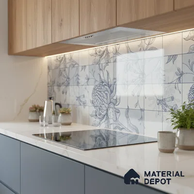 Floral Wall Tile TL 09795 B 2 ft x 1 ft Glossy Finish Ceramic Wall Tile - 9 mm | Please Expect a Slight Variation of Pattern