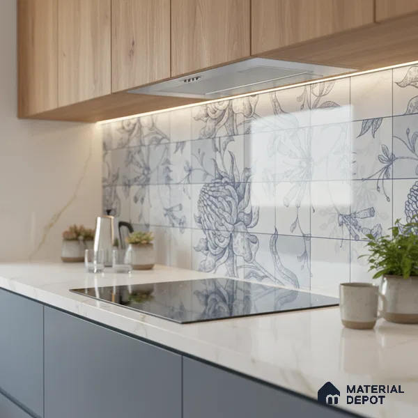 Floral Wall Tile TL 09795 B 2 ft x 1 ft Glossy Finish Ceramic Wall Tile - 9 mm | Please Expect a Slight Variation of Pattern