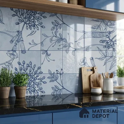 Floral Wall Tile TL 09795 C 2 ft x 1 ft Glossy Finish Ceramic Wall Tile - 9 mm | Please Expect a Slight Variation of Pattern