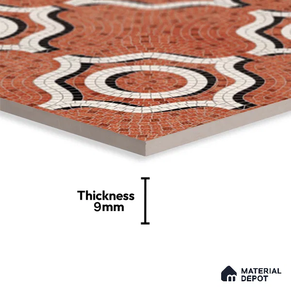 Faux Mosaic Wall & Floor Tile TL 09801 2 ft x 2 ft Vitrified Matte Finish Tile - 9 mm | Ideal for Living Room, Bedroom, Bathroom, Kitchen