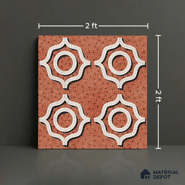 Faux Mosaic Wall & Floor Tile TL 09801 2 ft x 2 ft Vitrified Matte Finish Tile - 9 mm | Ideal for Living Room, Bedroom, Bathroom, Kitchen