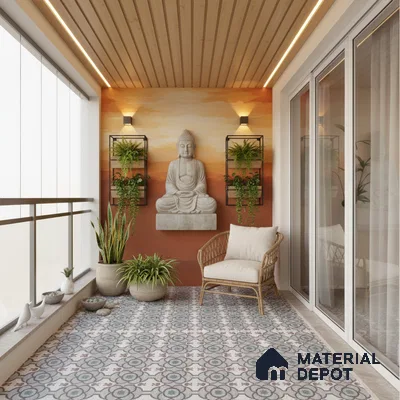 Moroccan Floor & Wall Tile TL 09802  2 ft x 2 ft  Vitrified Matte Finish Tile - 9 mm | Suitable For Foyer, Balcony, Dining Area | Please Expect a Slight Variation of Pattern