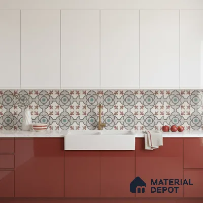 Moroccan Floor & Wall Tile TL 09802  2 ft x 2 ft  Vitrified Matte Finish Tile - 9 mm | Suitable For Foyer, Balcony, Dining Area | Please Expect a Slight Variation of Pattern