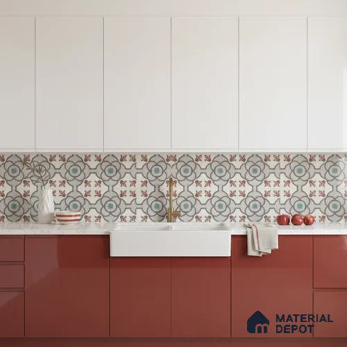 Moroccan Floor & Wall Tile TL 09802 2 ft x 2 ft Vitrified Matte Finish Tile - 9 mm | Suitable For Foyer, Balcony, Dining Area | Please Expect a Slight Variation of Pattern