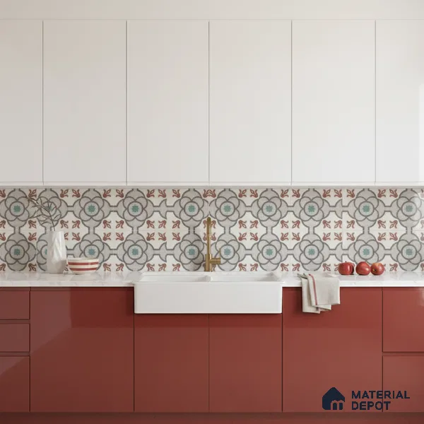 Moroccan Floor & Wall Tile TL 09802  2 ft x 2 ft  Vitrified Matte Finish Tile - 9 mm | Suitable For Foyer, Balcony, Dining Area | Please Expect a Slight Variation of Pattern