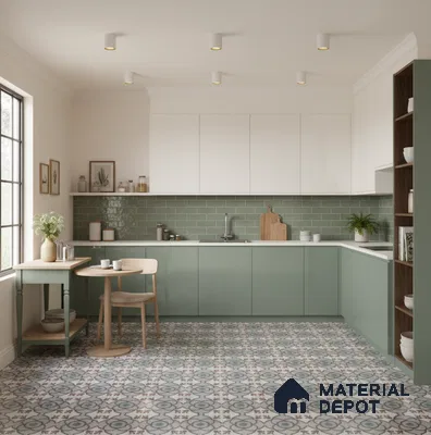 Moroccan Floor & Wall Tile TL 09802  2 ft x 2 ft  Vitrified Matte Finish Tile - 9 mm | Suitable For Foyer, Balcony, Dining Area | Please Expect a Slight Variation of Pattern