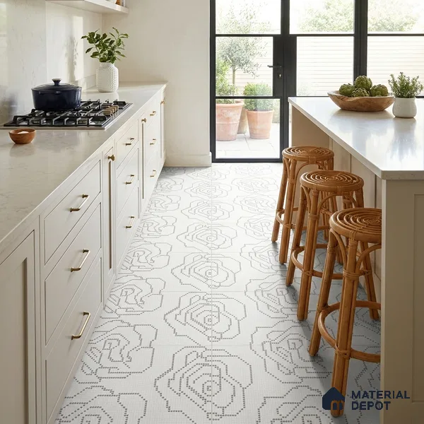 Moroccan Floor & Wall Tile TL 09803 B 2 ft x 2 ft Vitrified Matte Finish Tile - 9 mm | Suitable For Kitchen, Accent/Feature Wall, Dining Area | Please Expect a Slight Variation of Pattern