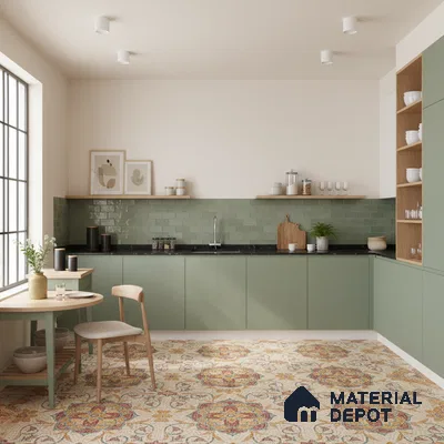 Moroccan Floor & Wall Tile TL 09804 B  2 ft x 2 ft Orange Vitrified Matte Finish Tile - 9 mm | Ideal for Living Room, Bedroom, Bathroom | Please Expect a Slight Variation of Pattern (Sample)