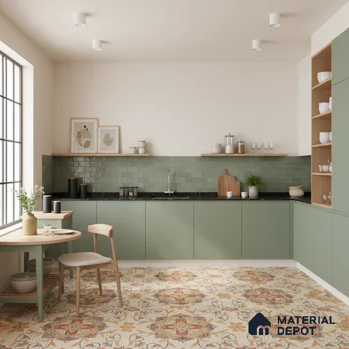 Moroccan Floor & Wall Tile TL 09804 B  2 ft x 2 ft Orange Vitrified Matte Finish Tile - 9 mm | Suitable For Balcony, Foyer, Courtyard | Please Expect a Slight Variation of Pattern