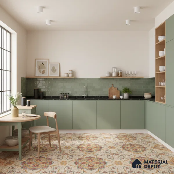 Moroccan Floor & Wall Tile TL 09804 B  2 ft x 2 ft Orange Vitrified Matte Finish Tile - 9 mm | Ideal for Living Room, Bedroom, Bathroom | Please Expect a Slight Variation of Pattern (Sample)