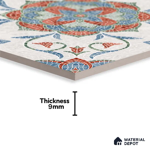 Moroccan Floor & Wall Tile TL 09804 2 ft x 2 ft Blue Vitrified Matte Finish Tile - 9 mm | Suitable For Balcony, Foyer, Courtyard | Please Expect a Slight Variation of Pattern