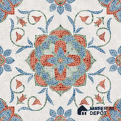 Moroccan Floor & Wall Tile TL 09804  2 ft x 2 ft Blue Vitrified Matte Finish Tile - 9 mm | Suitable For Balcony, Foyer, Courtyard | Please Expect a Slight Variation of Pattern