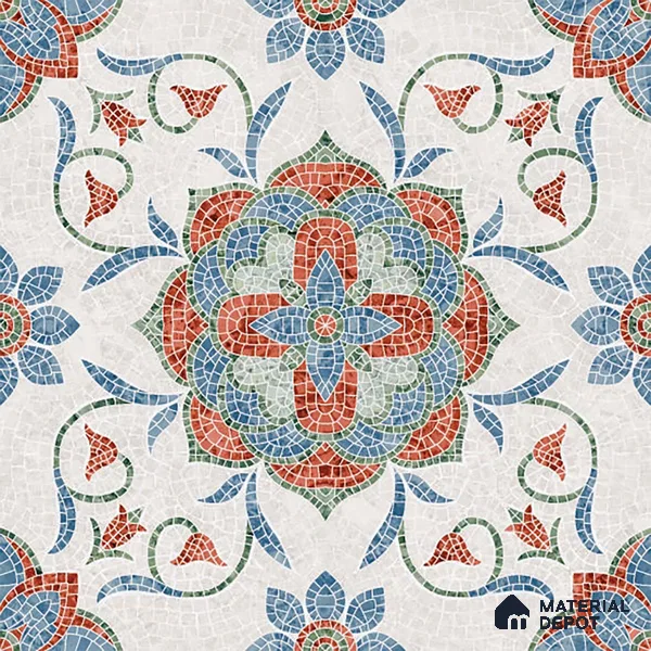 Moroccan Floor & Wall Tile TL 09804 2 ft x 2 ft Blue Vitrified Matte Finish Tile - 9 mm | Suitable For Balcony, Foyer, Courtyard | Please Expect a Slight Variation of Pattern