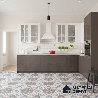 Moroccan Floor & Wall Tile TL 09804  2 ft x 2 ft Blue Vitrified Matte Finish Tile - 9 mm | Ideal for Living Room, Bedroom, Bathroom | Please Expect a Slight Variation of Pattern (Sample)