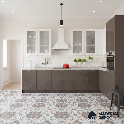 Moroccan Floor & Wall Tile TL 09804  2 ft x 2 ft Blue Vitrified Matte Finish Tile - 9 mm | Suitable For Balcony, Foyer, Courtyard | Please Expect a Slight Variation of Pattern