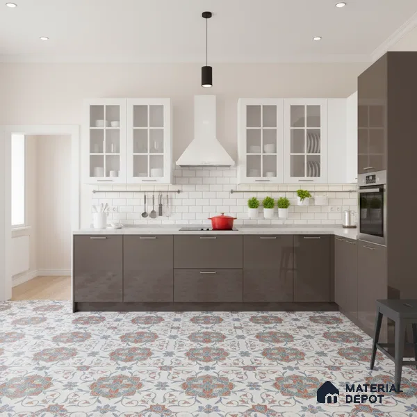 Moroccan Floor & Wall Tile TL 09804  2 ft x 2 ft Blue Vitrified Matte Finish Tile - 9 mm | Ideal for Living Room, Bedroom, Bathroom | Please Expect a Slight Variation of Pattern (Sample)