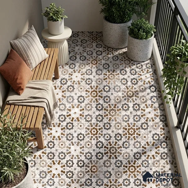 Moroccan Floor & Wall Tile TL 09805 2 ft x 2 ft Vitrified Matte Finish Tile - 9 mm | Suitable For Kitchen, Balcony, Dining Area | Please Expect a Slight Variation of Pattern