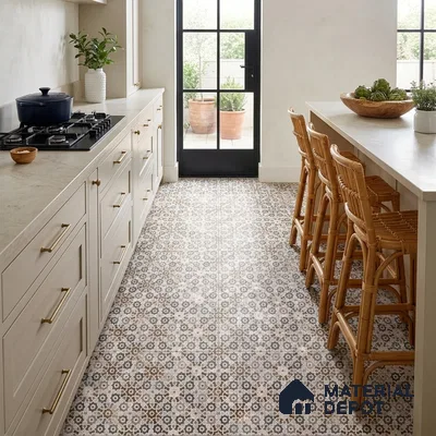 Moroccan Floor & Wall Tile TL 09805  2 ft x 2 ft  Vitrified Matte Finish Tile - 9 mm | Suitable For Kitchen, Balcony, Dining Area | Please Expect a Slight Variation of Pattern