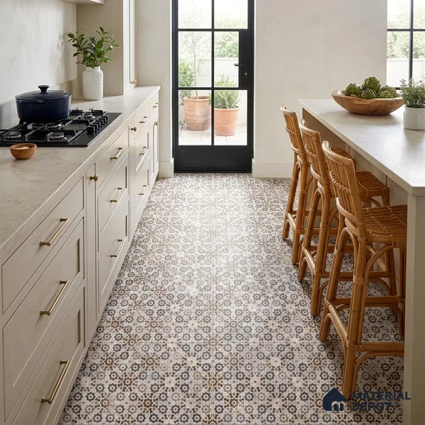 Moroccan Floor & Wall Tile TL 09805 2 ft x 2 ft Vitrified Matte Finish Tile - 9 mm | Suitable For Kitchen, Balcony, Dining Area | Please Expect a Slight Variation of Pattern