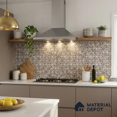 Moroccan Floor & Wall Tile TL 09805  2 ft x 2 ft  Vitrified Matte Finish Tile - 9 mm | Suitable For Kitchen, Balcony, Dining Area | Please Expect a Slight Variation of Pattern