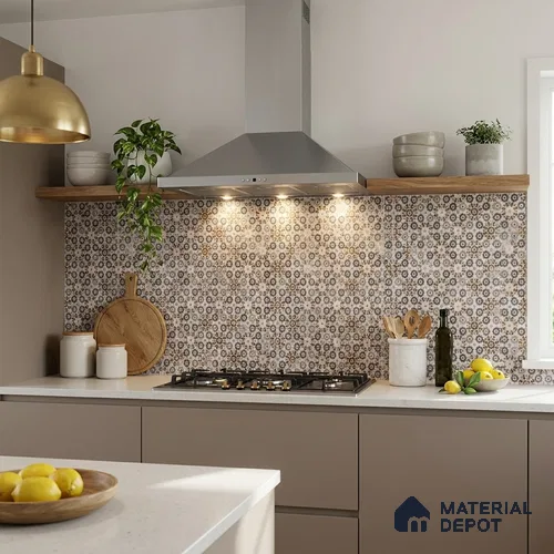Moroccan Floor & Wall Tile TL 09805 2 ft x 2 ft Vitrified Matte Finish Tile - 9 mm | Suitable For Kitchen, Balcony, Dining Area | Please Expect a Slight Variation of Pattern