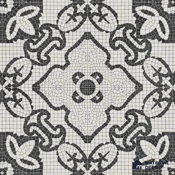 Moroccan Floor & Wall Tile TL 09806  2 ft x 2 ft  Vitrified Matte Finish Tile - 9 mm | Suitable For Balcony, Foyer, Courtyard | Please Expect a Slight Variation of Pattern