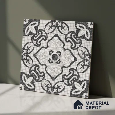 Moroccan Floor & Wall Tile TL 09806  2 ft x 2 ft  Vitrified Matte Finish Tile - 9 mm | Suitable For Balcony, Foyer, Courtyard | Please Expect a Slight Variation of Pattern
