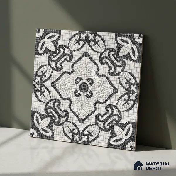 Moroccan Floor & Wall Tile TL 09806  2 ft x 2 ft  Vitrified Matte Finish Tile - 9 mm | Suitable For Balcony, Foyer, Courtyard | Please Expect a Slight Variation of Pattern