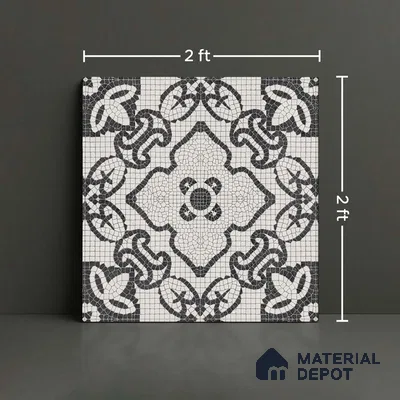 Moroccan Floor & Wall Tile TL 09806  2 ft x 2 ft  Vitrified Matte Finish Tile - 9 mm | Suitable For Balcony, Foyer, Courtyard | Please Expect a Slight Variation of Pattern
