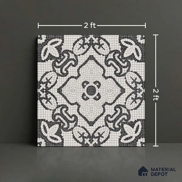 Moroccan Floor & Wall Tile TL 09806  2 ft x 2 ft  Vitrified Matte Finish Tile - 9 mm | Suitable For Balcony, Foyer, Courtyard | Please Expect a Slight Variation of Pattern