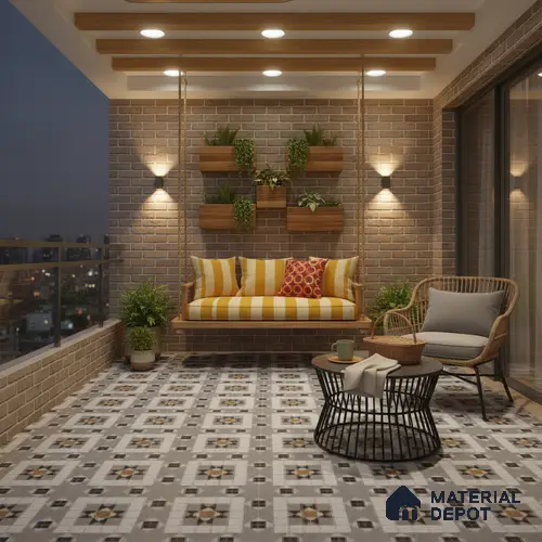 Moroccan Floor & Wall Tile TL 09809  2 ft x 2 ft Grey Vitrified Matte Finish Tile - 9 mm | Ideal for Living Room, Bedroom, Bathroom, Kitchen | Please Expect a Slight Variation of Pattern