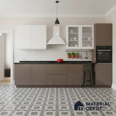 Moroccan Floor & Wall Tile TL 09809  2 ft x 2 ft Grey Vitrified Matte Finish Tile - 9 mm | Suitable For Balcony, Foyer, Courtyard | Please Expect a Slight Variation of Pattern
