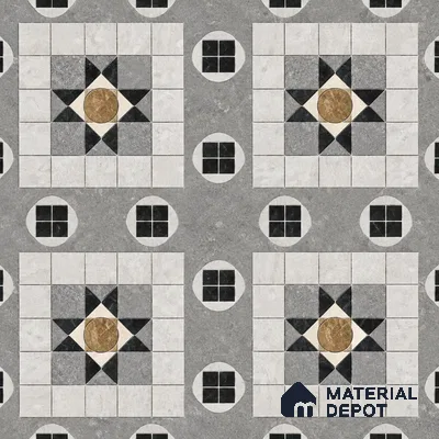 Moroccan Floor & Wall Tile TL 09809  2 ft x 2 ft Grey Vitrified Matte Finish Tile - 9 mm | Suitable For Balcony, Foyer, Courtyard | Please Expect a Slight Variation of Pattern
