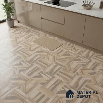 Patterned Floor & Wall Tile TL 09810  2 ft x 2 ft Brown Vitrified Matte Finish Tile - 9 mm | Ideal for Living Room, Bedroom, Bathroom, Kitchen | Please Expect a Slight Variation of Pattern (Sample)