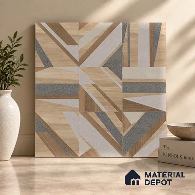 Moroccan Floor & Wall Tile TL 09810  2 ft x 2 ft Brown Vitrified Matte Finish Tile - 9 mm | Suitable For Kitchen, Accent/Feature Wall, Balcony | Please Expect a Slight Variation of Pattern