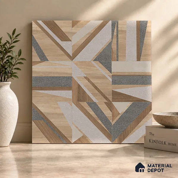 Moroccan Floor & Wall Tile TL 09810 2 ft x 2 ft Brown Vitrified Matte Finish Tile - 9 mm | Suitable For Kitchen, Accent/Feature Wall, Balcony | Please Expect a Slight Variation of Pattern