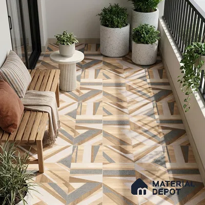 Moroccan Floor & Wall Tile TL 09810  2 ft x 2 ft Brown Vitrified Matte Finish Tile - 9 mm | Suitable For Kitchen, Accent/Feature Wall, Balcony | Please Expect a Slight Variation of Pattern
