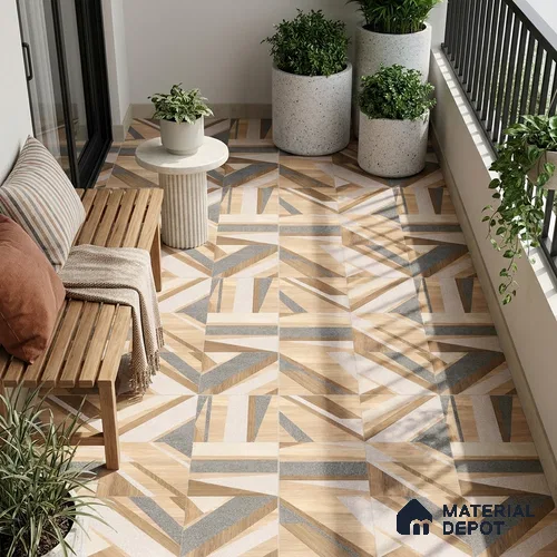 Moroccan Floor & Wall Tile TL 09810  2 ft x 2 ft Brown Vitrified Matte Finish Tile - 9 mm | Suitable For Kitchen, Accent/Feature Wall, Balcony | Please Expect a Slight Variation of Pattern