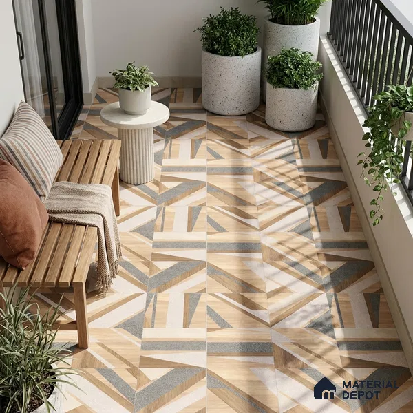 Moroccan Floor & Wall Tile TL 09810 2 ft x 2 ft Brown Vitrified Matte Finish Tile - 9 mm | Suitable For Kitchen, Accent/Feature Wall, Balcony | Please Expect a Slight Variation of Pattern