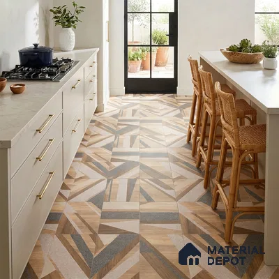Moroccan Floor & Wall Tile TL 09810  2 ft x 2 ft Brown Vitrified Matte Finish Tile - 9 mm | Suitable For Kitchen, Accent/Feature Wall, Balcony | Please Expect a Slight Variation of Pattern