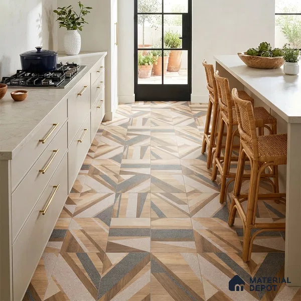 Moroccan Floor & Wall Tile TL 09810 2 ft x 2 ft Brown Vitrified Matte Finish Tile - 9 mm | Suitable For Kitchen, Accent/Feature Wall, Balcony | Please Expect a Slight Variation of Pattern