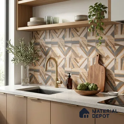 Moroccan Floor & Wall Tile TL 09810  2 ft x 2 ft Brown Vitrified Matte Finish Tile - 9 mm | Suitable For Kitchen, Accent/Feature Wall, Balcony | Please Expect a Slight Variation of Pattern