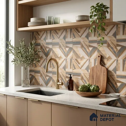 Moroccan Floor & Wall Tile TL 09810 2 ft x 2 ft Brown Vitrified Matte Finish Tile - 9 mm | Suitable For Kitchen, Accent/Feature Wall, Balcony | Please Expect a Slight Variation of Pattern