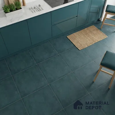 Cement Floor & Wall Tile TL 09811 B  2 ft x 2 ft Blue Vitrified Matte Finish Tile - 9 mm | Ideal for Living Room, Bedroom, Bathroom, Kitchen