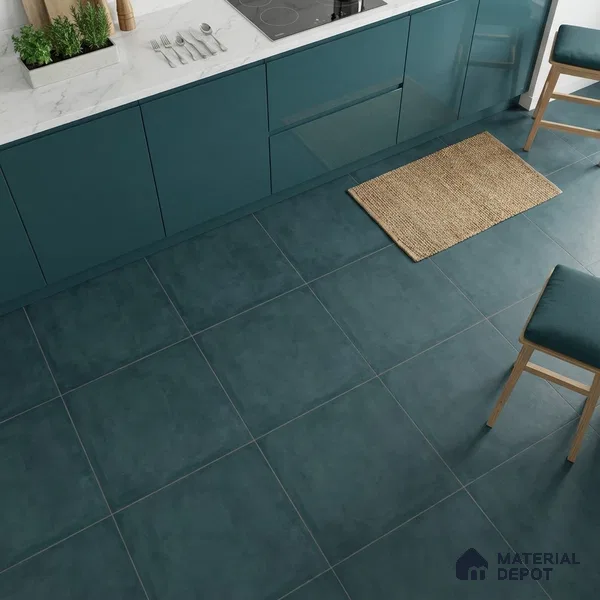 Cement Floor & Wall Tile TL 09811 B 2 ft x 2 ft Blue Vitrified Matte Finish Tile - 9 mm | Ideal for Living Room, Bedroom, Bathroom, Kitchen