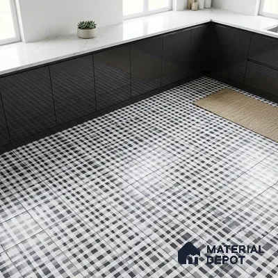 Patterned Floor & Wall Tile TL 09813 B  2 ft x 2 ft White Vitrified Matte Finish Tile - 9 mm | Ideal for Living Room, Bedroom, Bathroom, Kitchen | Please Expect a Slight Variation of Pattern (Sample)
