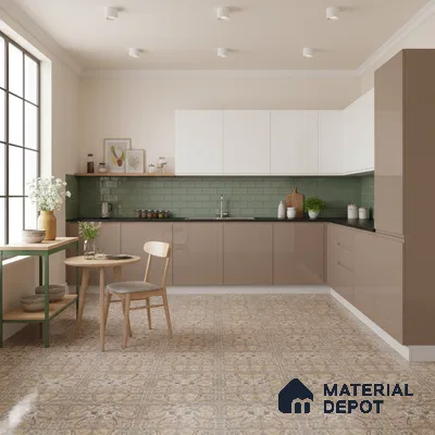 Moroccan Floor & Wall Tile TL 09814  2 ft x 2 ft Brown Vitrified Matte Finish Tile - 9 mm | Suitable For Kitchen, Bedroom, Dining Area | Please Expect a Slight Variation of Pattern