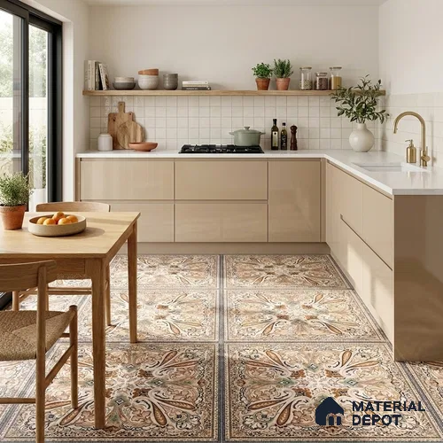 Moroccan Floor & Wall Tile TL 09814  2 ft x 2 ft Brown Vitrified Matte Finish Tile - 9 mm | Suitable For Kitchen, Bedroom, Dining Area | Please Expect a Slight Variation of Pattern | Image 11